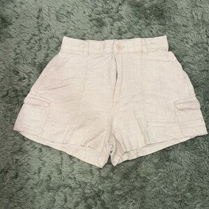 Hollister Women's Light Tan linen Cargo Shorts